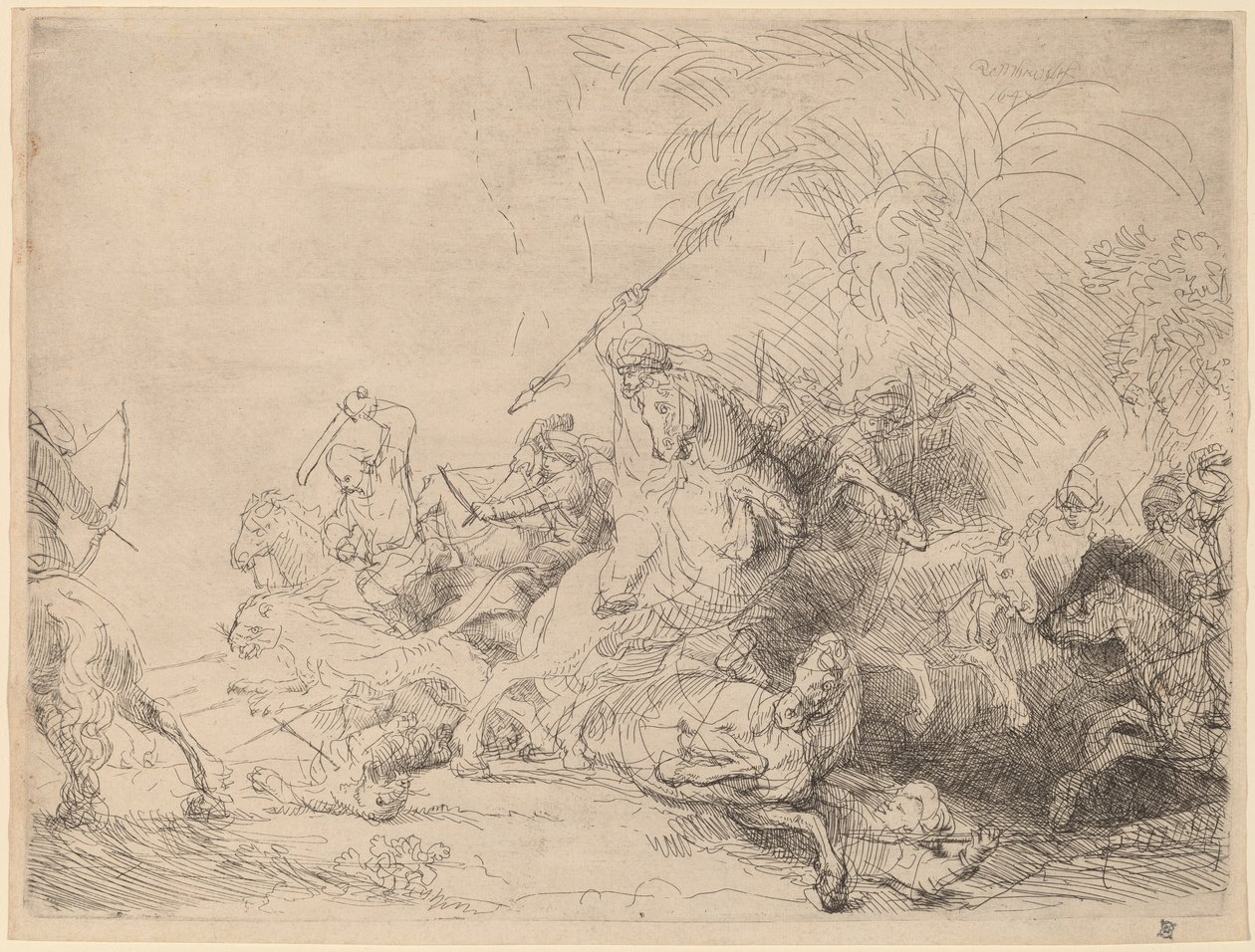 Den store løvejakten av Rembrandt van Rijn