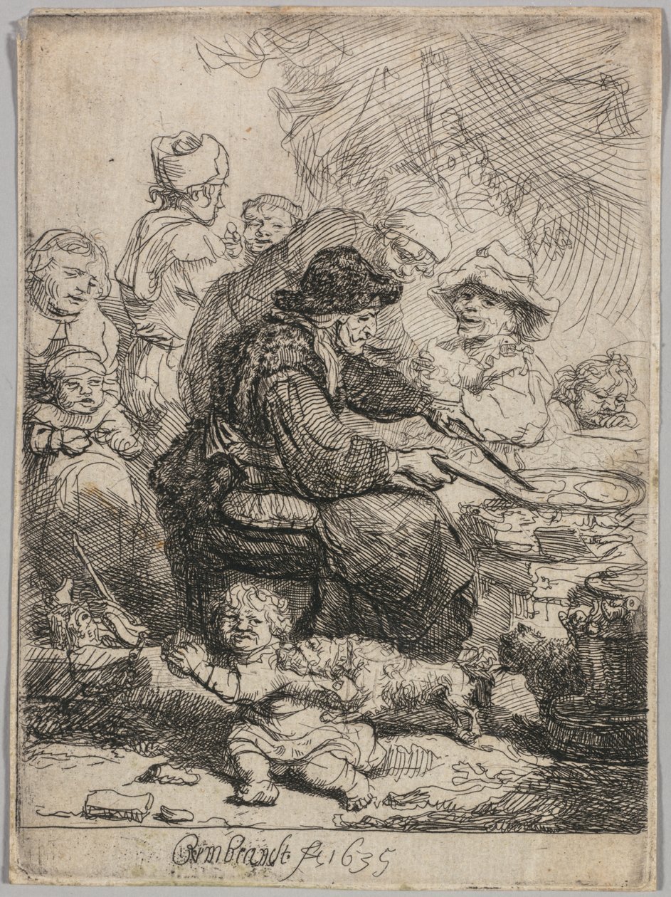 Pannekakekvinnen, 1635. av Rembrandt van Rijn