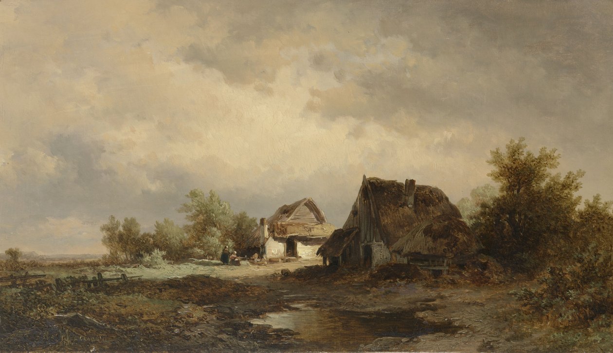 Landskap med hytter på heia av Remigius Adrianus Haanen