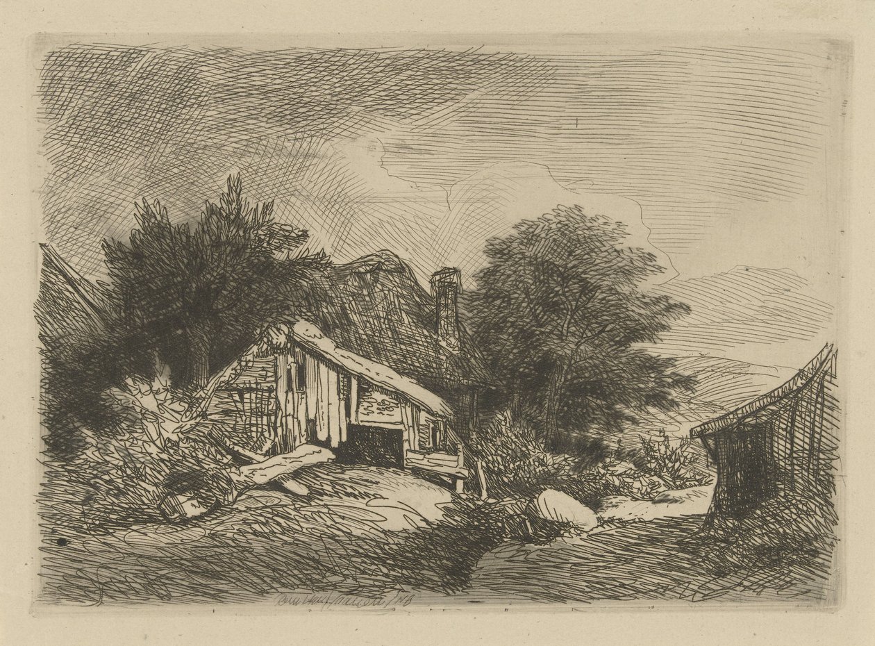Landskap med falleferdig hytte av Remigius Adrianus Haanen
