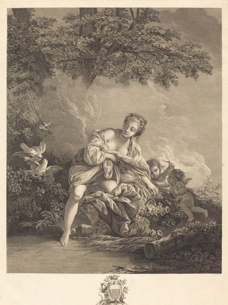 Venus og elsker av René Gaillard after François Boucher