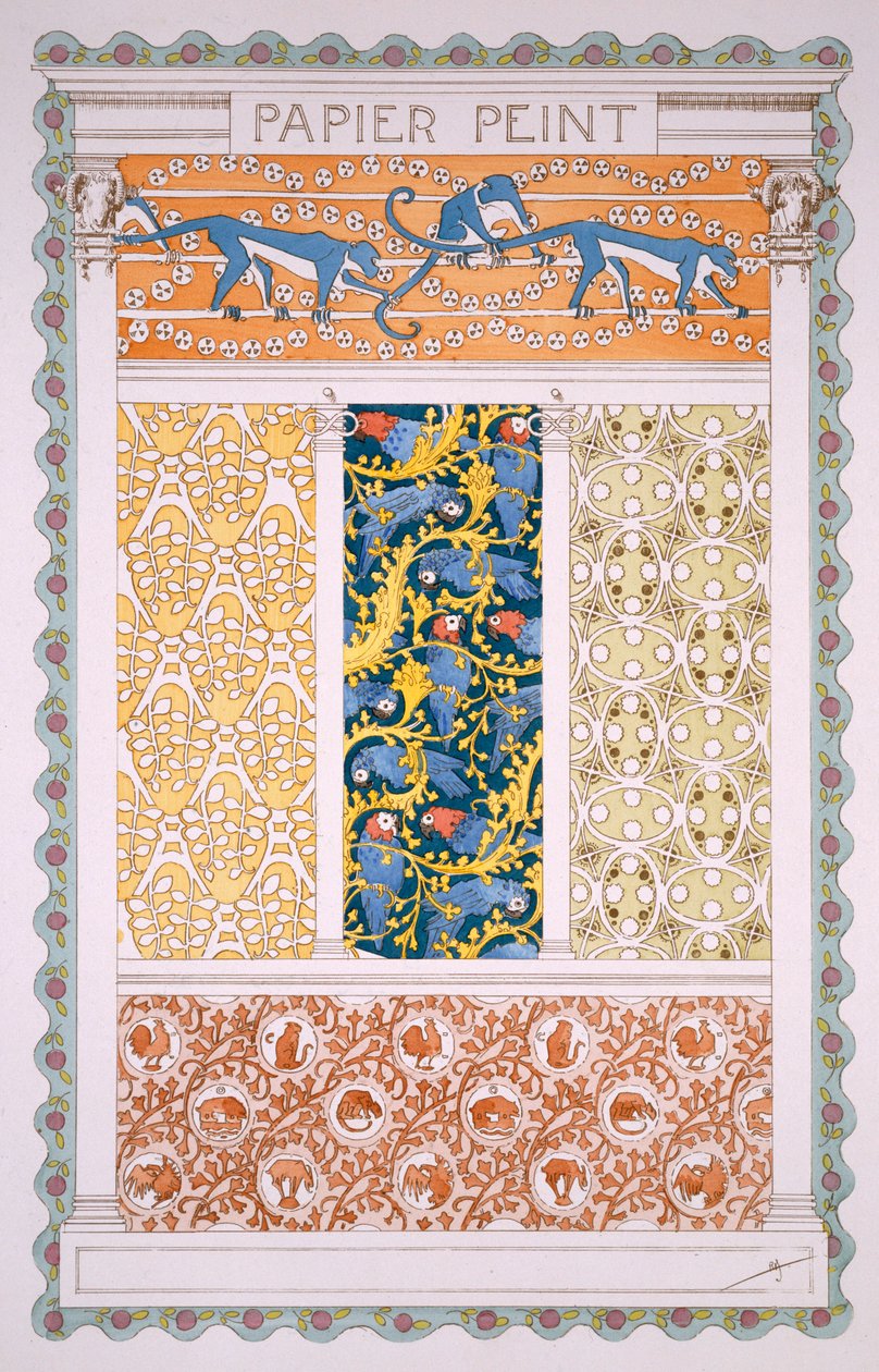 Design for bakgrunnsbilder og friser, fra Esquisses Decoratives av Rene Binet utgitt av Librairie Centrale des Beauz-Arts, Paris ca. 1895 av Rene Binet