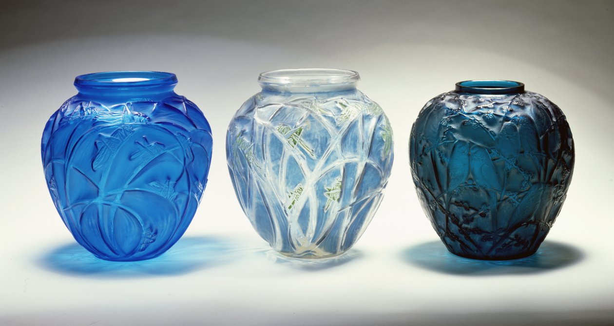 Tre vaser (glass) av Rene Jules Lalique