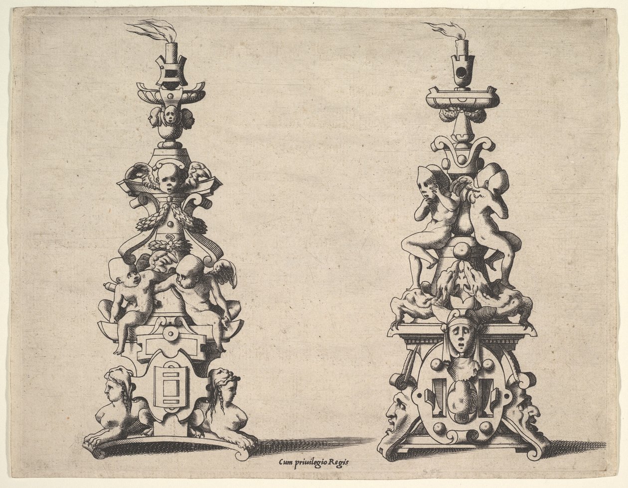 To lysestakedesign, ca. 1550-60. av Rene Boyvin