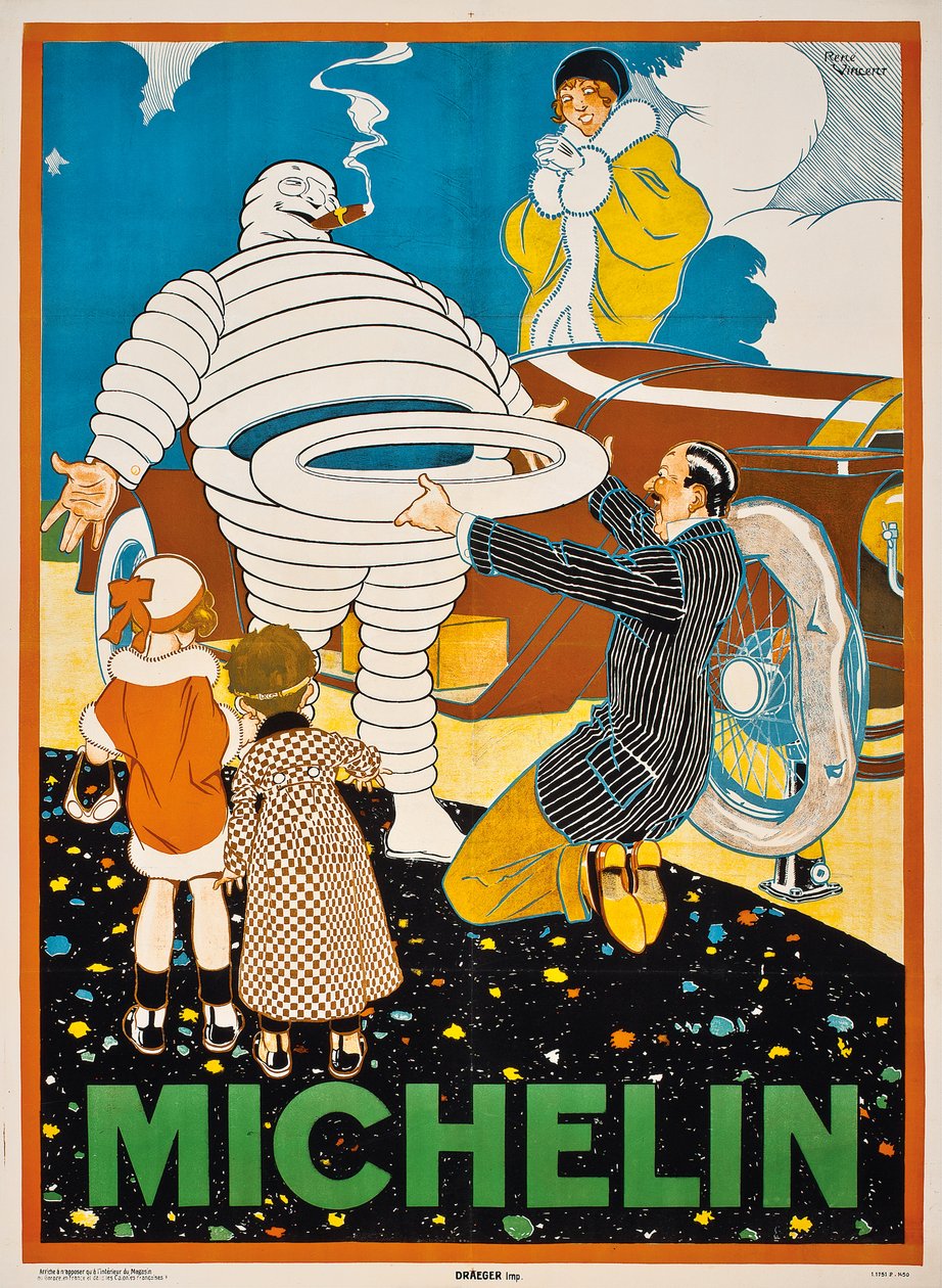 Reklameplakat for Michelin, ca. 1925 av Rene Vincent