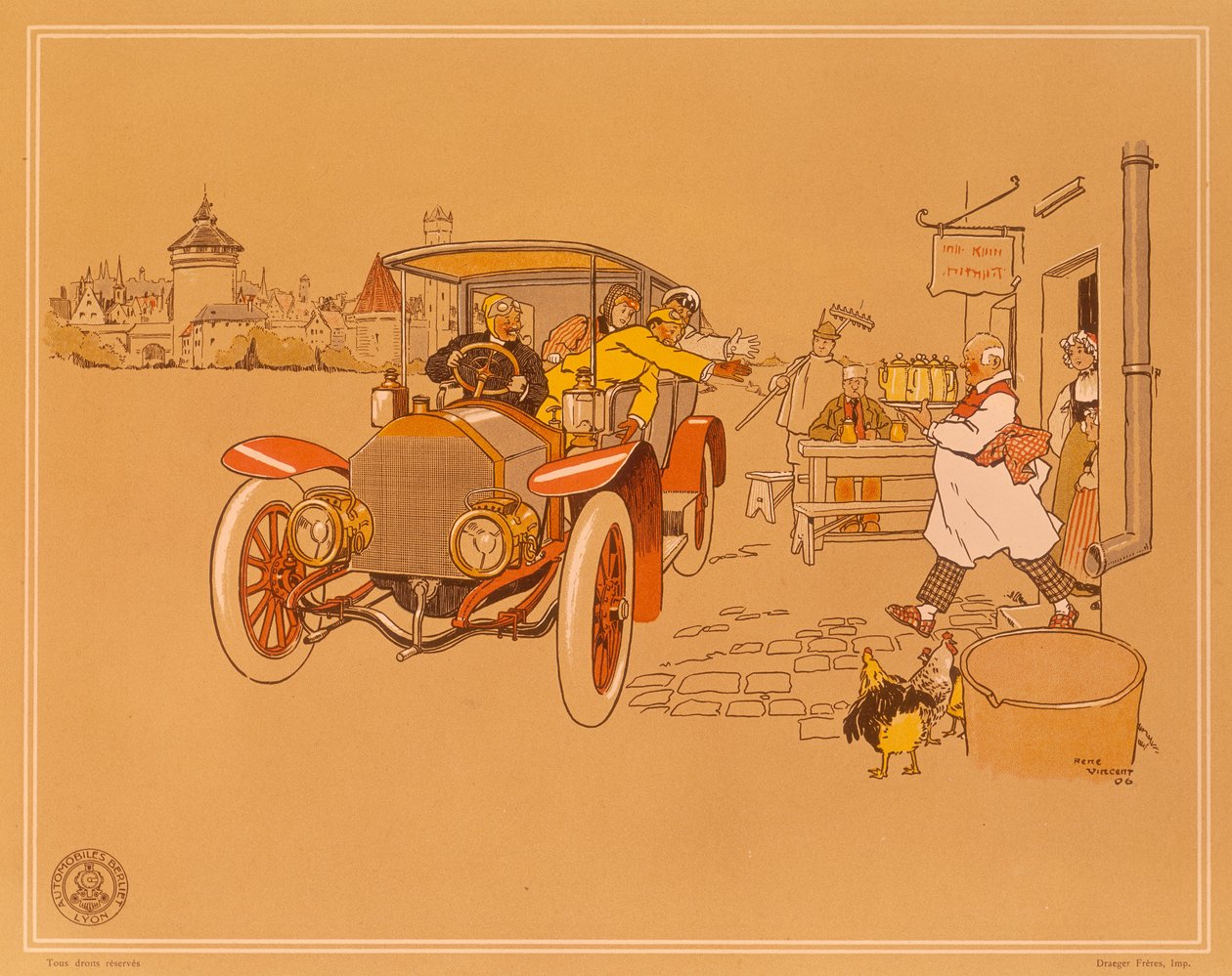 Plakat som reklamerer for Berliet-biler, 1906 av Rene Vincent