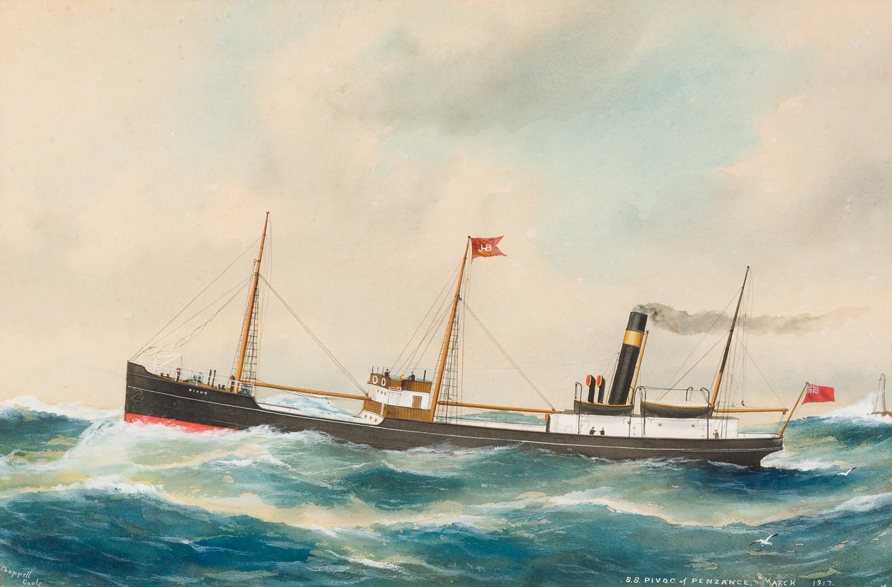 SS Pivoc, 1917 (wc på papir) av Reuben Chappell