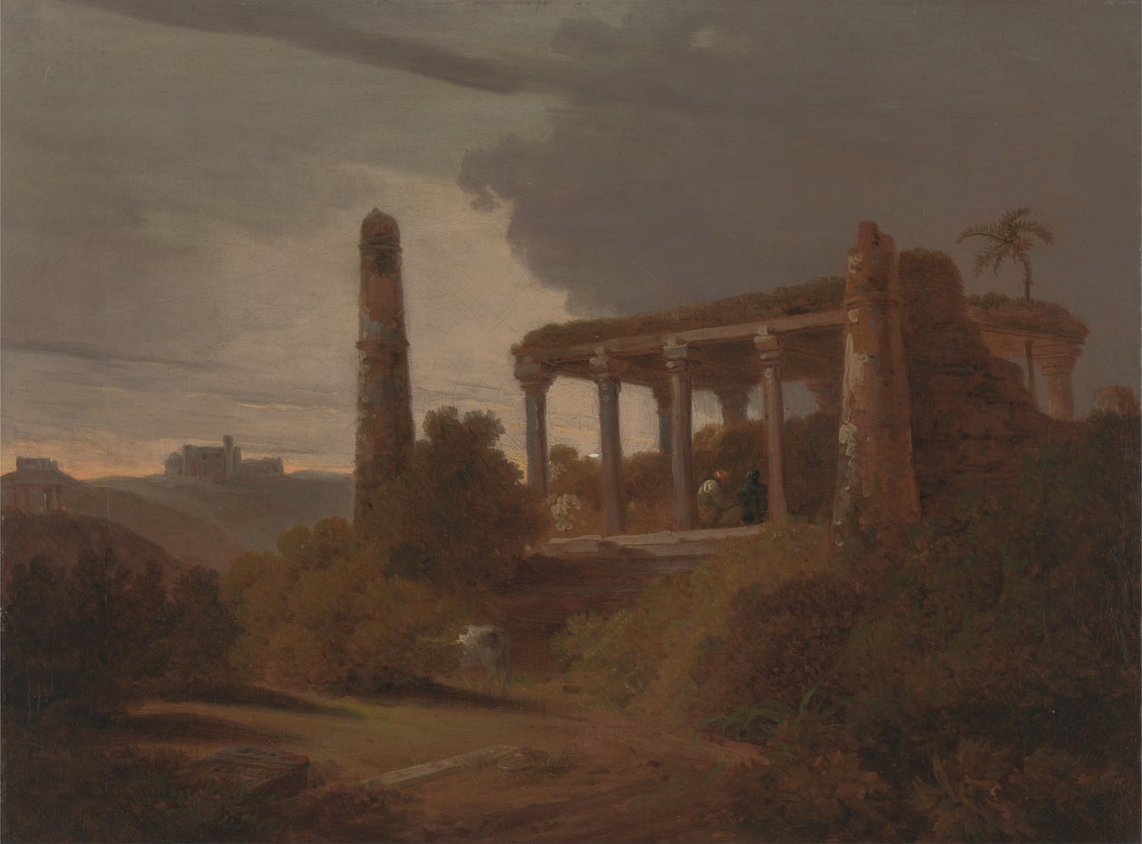 Indisk landskap med tempelruiner av Rev. Edward Thomas Daniell