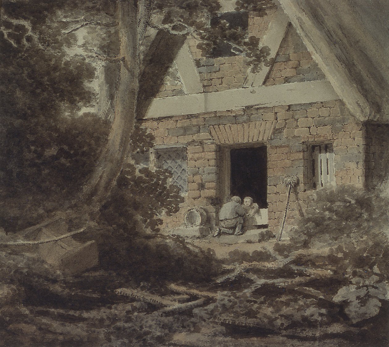 Scene ved en hyttedør av Rev. William Bree