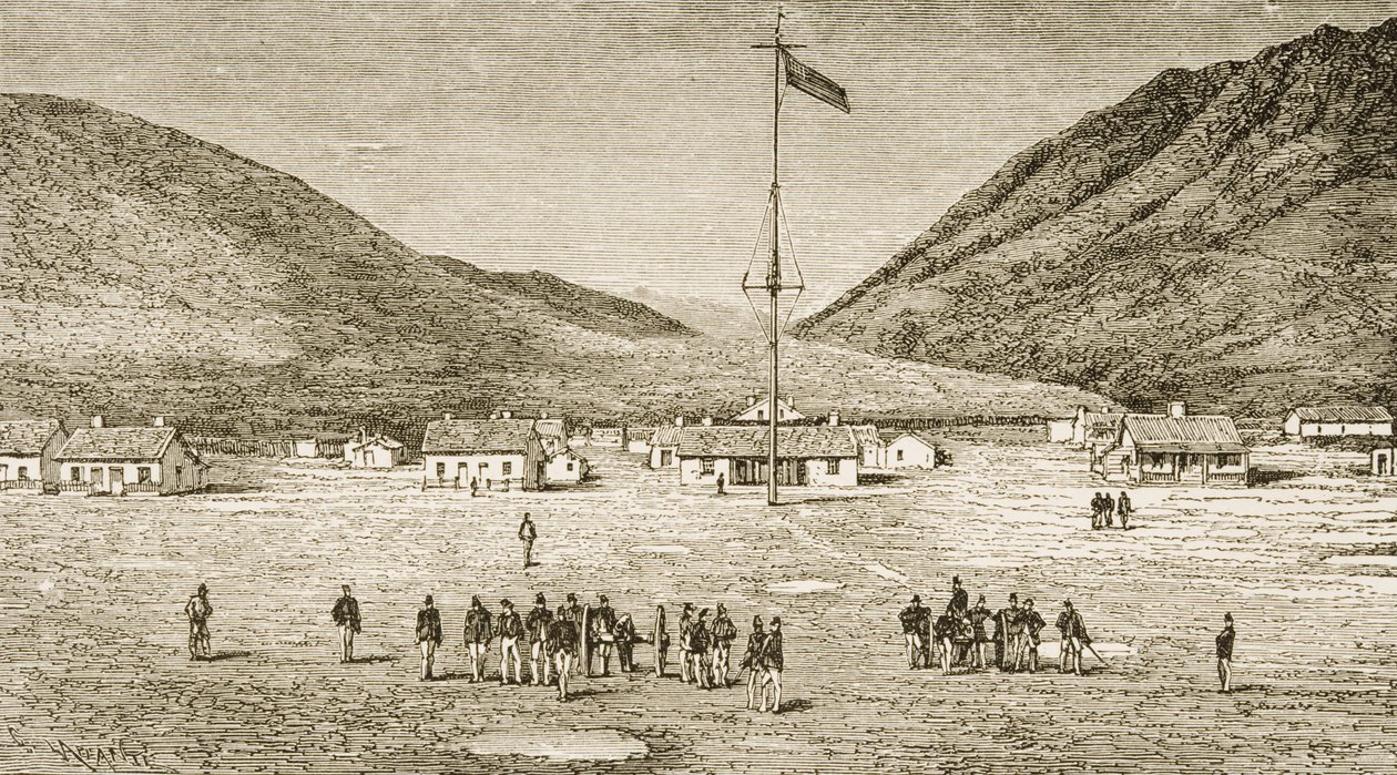 Fort Douglas Camp og Red Buttes Ravine nær Salt Lake City, Utah, 1870-tallet, ca. 1880 av Reverend Samuel Manning