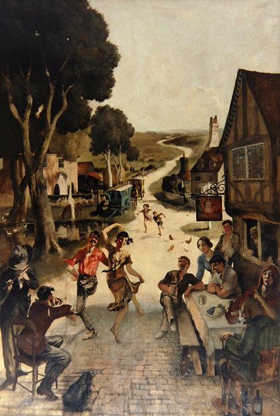 Rustikk scene: Landsbyboerne danser av Rex Whistler