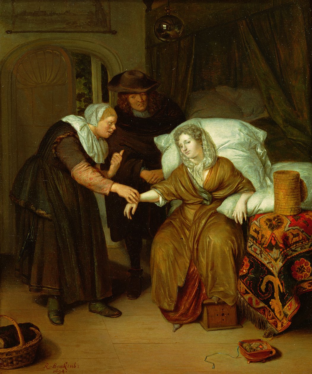 En hushjelp tar en dames puls av Richard Brackenburgh