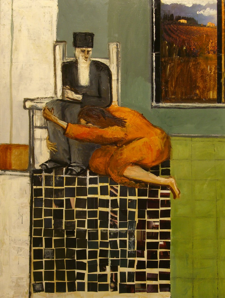 Elisha, 1999 (olje og collage på lerret) av Richard Contemporary Artist Mcbee
