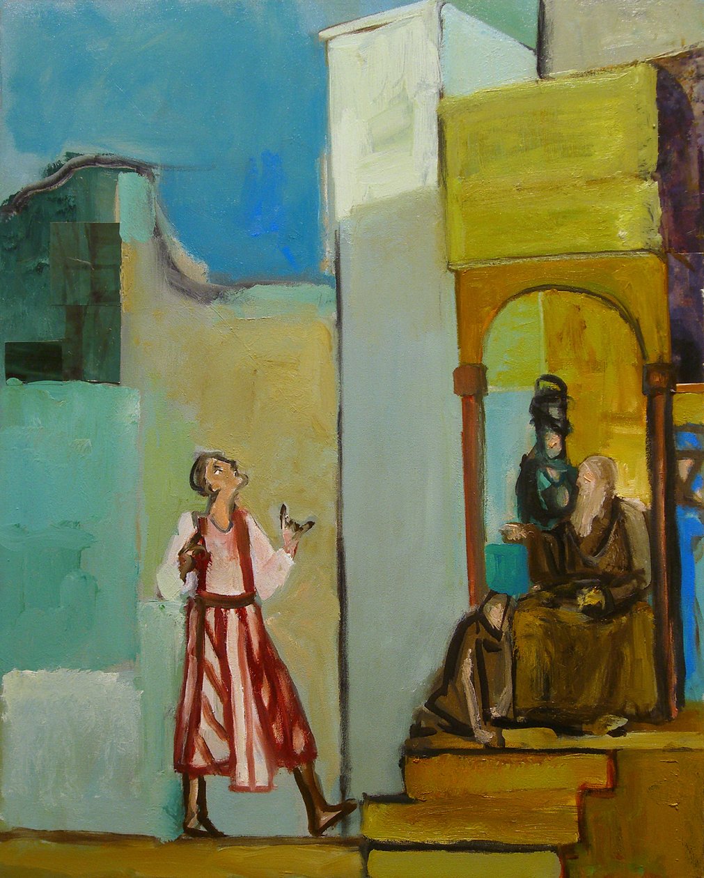 Joseph sendt til sine brødre, 1998 (olje og collage på lerret) av Richard Contemporary Artist Mcbee