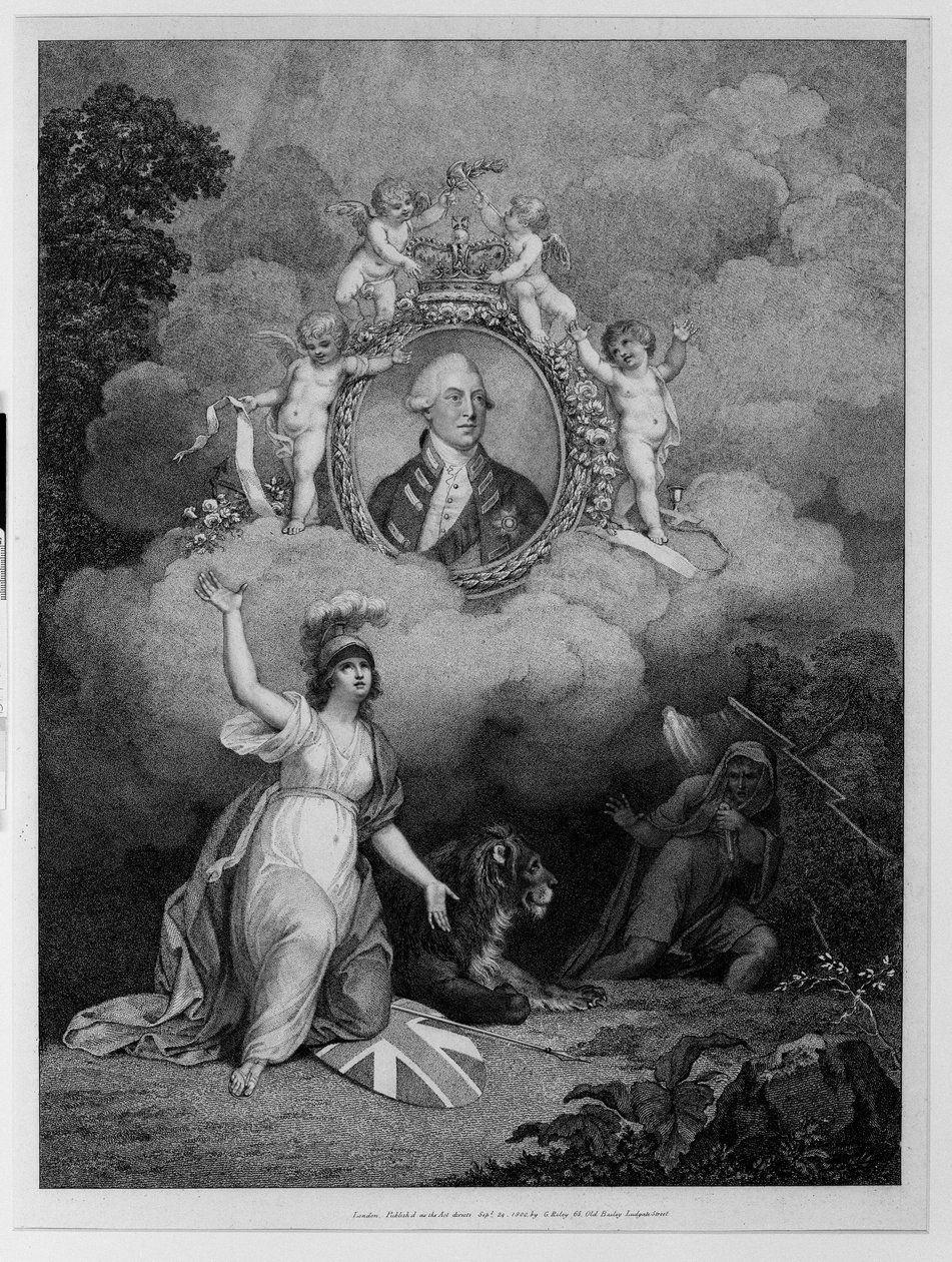 Kong George III (1738-1820), gravert av Francis Bartolozzi (1727-1815) 1802 (stippgravering) av Richard Corbould