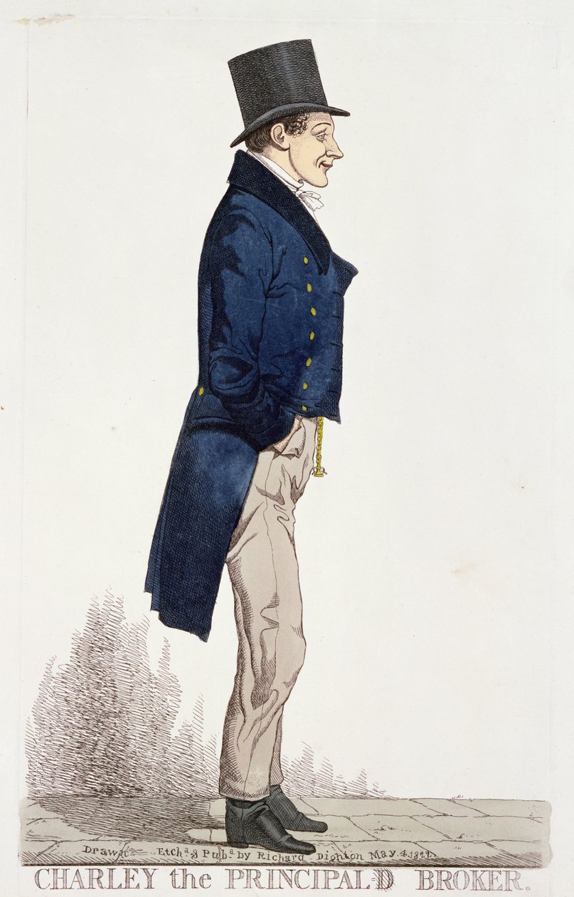 Charlie the Principal Broker, 4. mai 1822 (farget etsning) av Richard Dighton