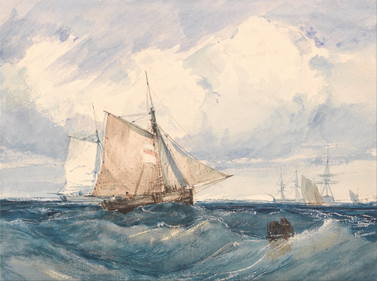 En kutter og annen forsendelse i en bris av Richard Parkes Bonington