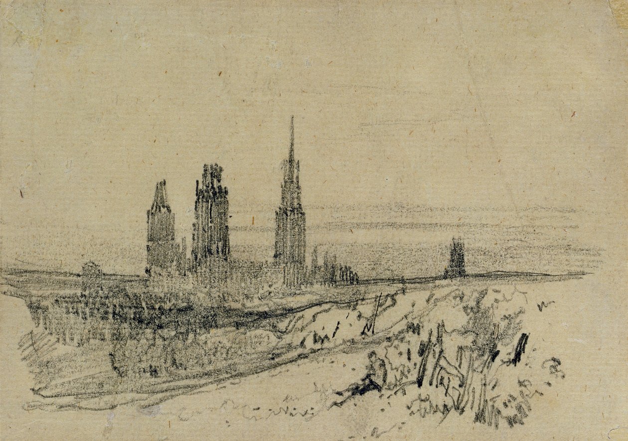 Rouen katedral (blyant og svart kritt) av Richard Parkes Bonington
