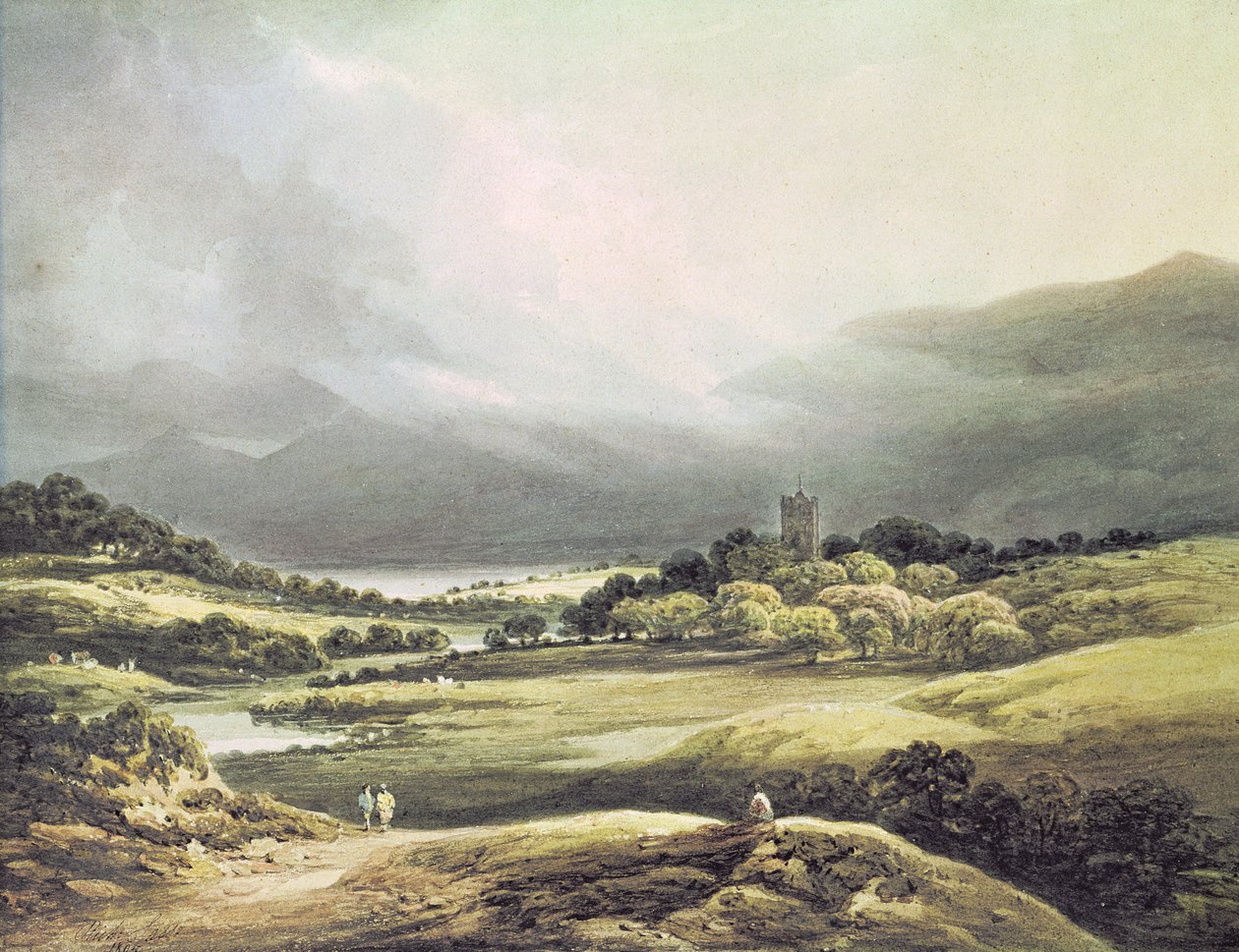 Utsikt over Dunloe Castle, Killarney, 1805 av Richard Sasse