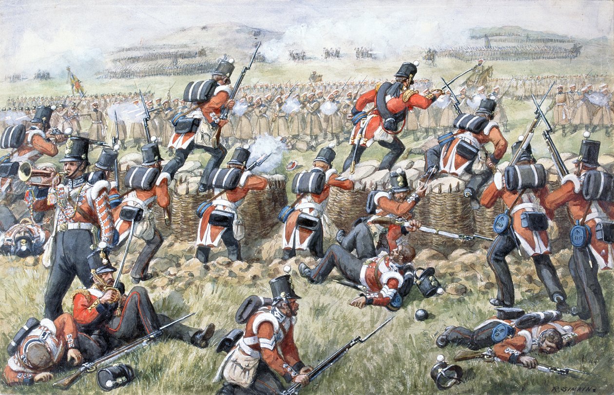 The 23rd Regiment Royal Welsh Fusiliers i slaget ved Alma 20. september 1854 av Richard Simkin