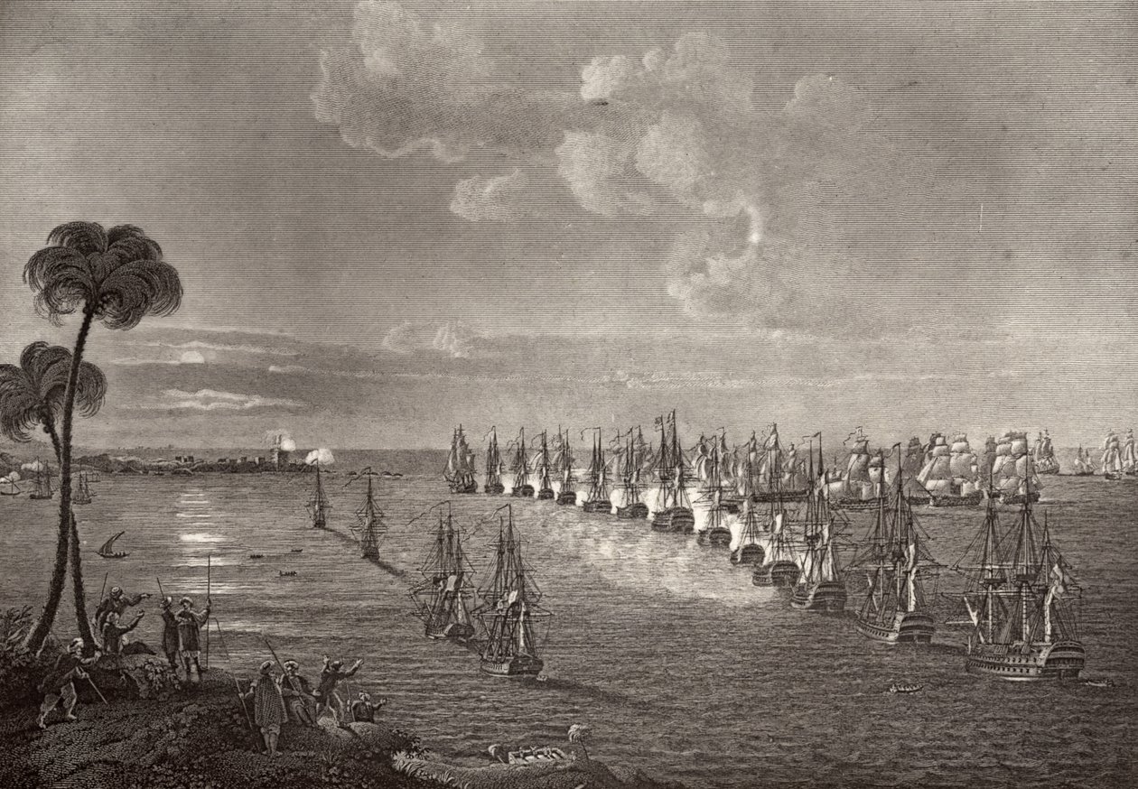 The Battle of the Nile i 1798, illustrasjon fra 