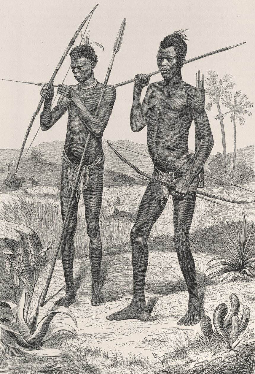 Makaraka-krigere, fra The History of Mankind, Vol. III, av Prof. Friedrich Ratzel, 1898 av Richard Buchta