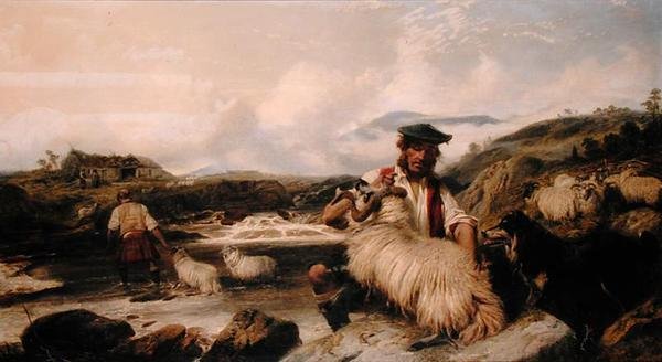 The Scottish Shepherds (olje på lerret) av Richard Ansdell