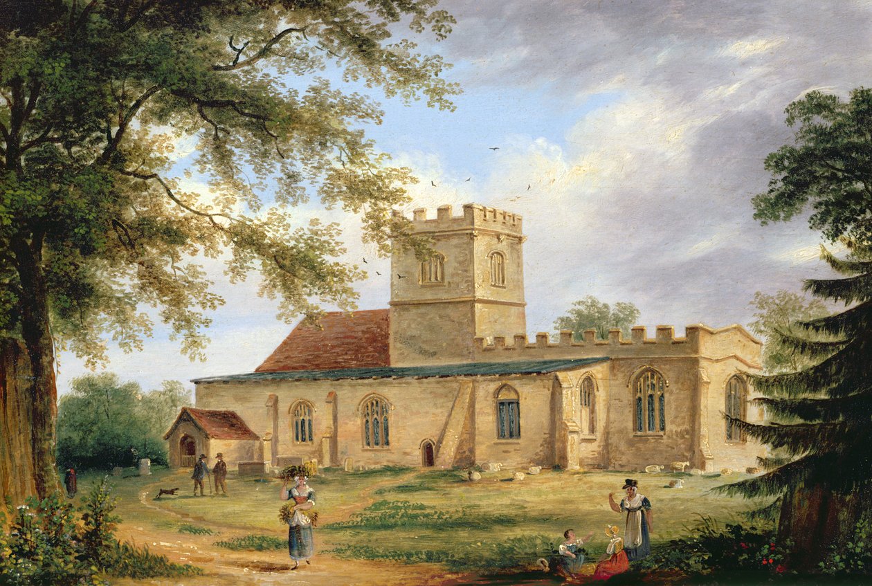 Whittlesford Church (olje) av Richard Bankes Harraden
