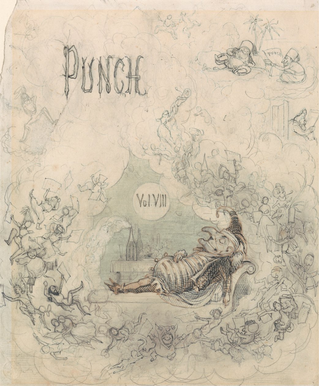 Tittelside for Punch, vol. VIII av Richard Doyle