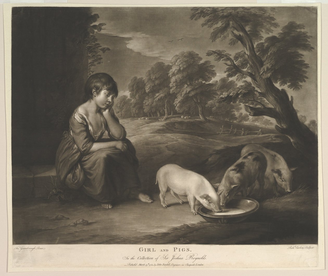 Jente og griser, 1783. av Richard Earlom