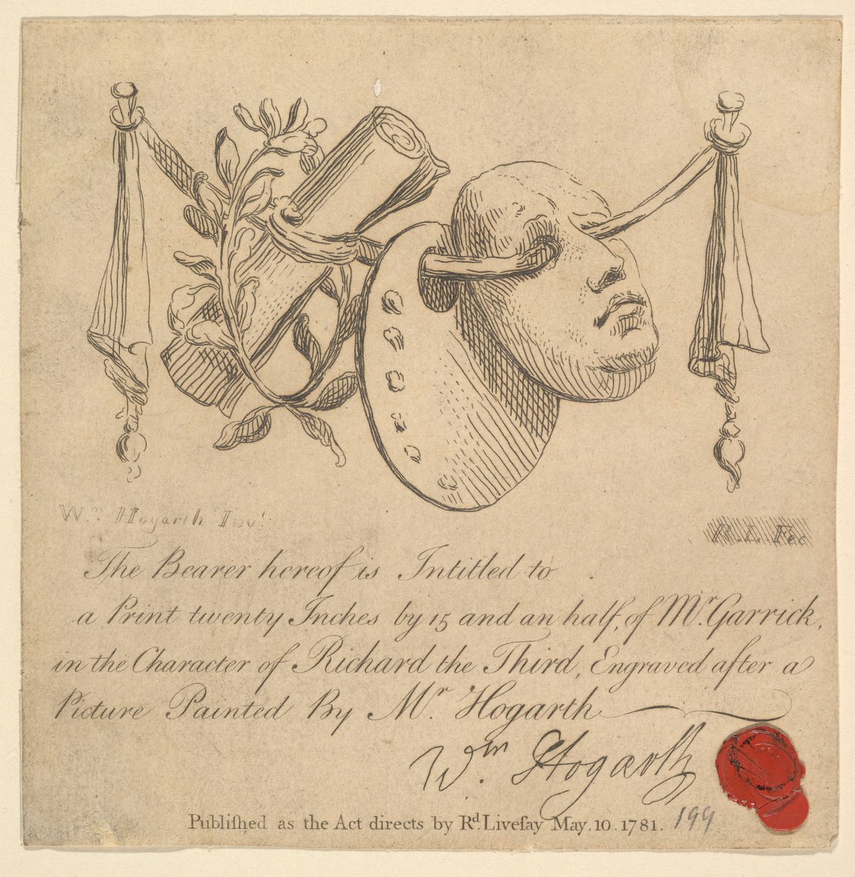 Maske og palett, 1781. av Richard Livesay