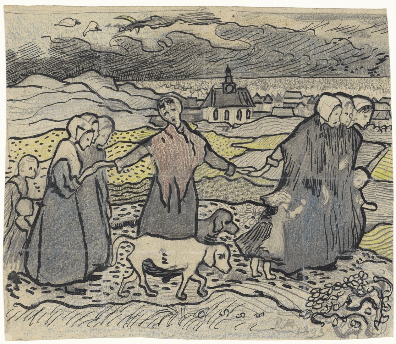 Fiskekvinner i sanddynene av Richard Nicolaüs Roland Holst