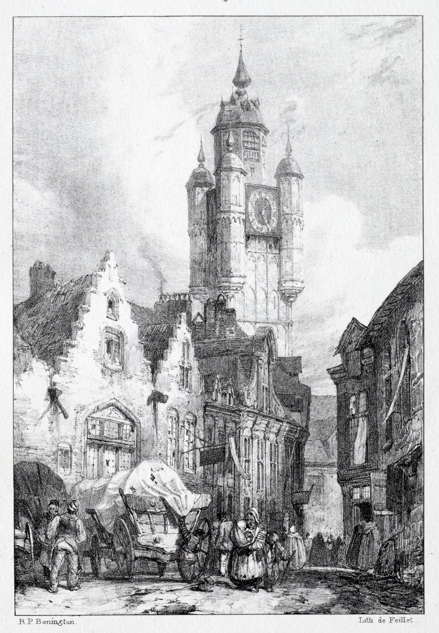 Bergues: Markedstårnet, 1824. av Richard Parkes Bonington