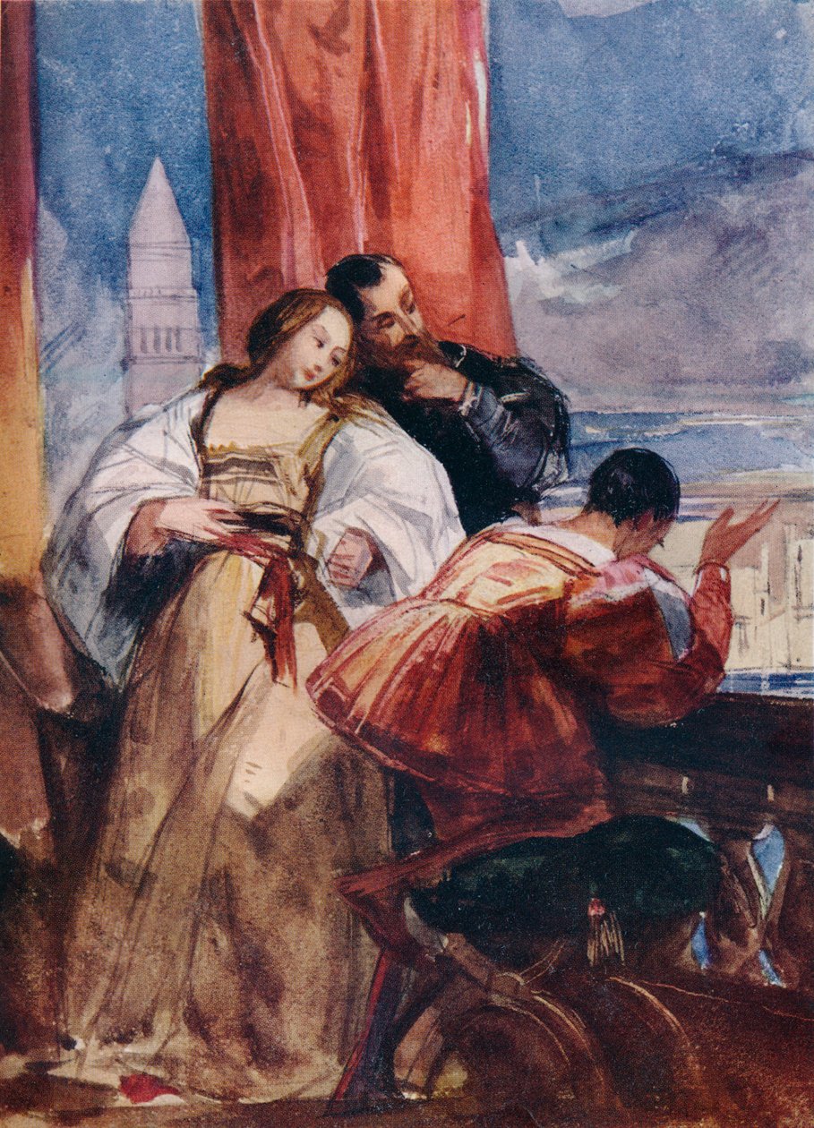 På balkongen, Venezia, c1826. av Richard Parkes Bonington