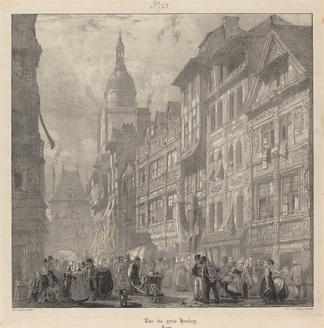 Rue du Gros-Horloge, Rouen av Richard Parkes Bonington