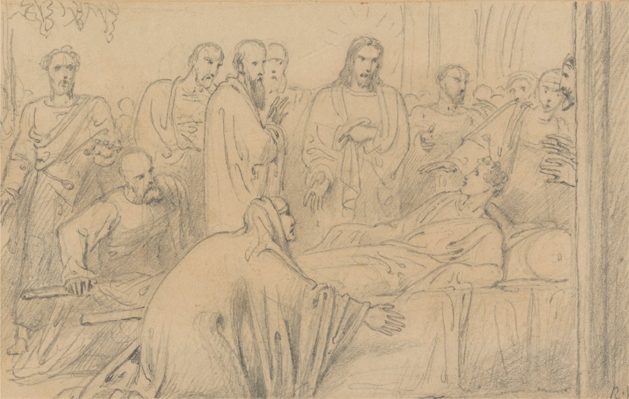 Kristus som oppdrar enkens sønn (Luk 7:13-16) av Richard Westall