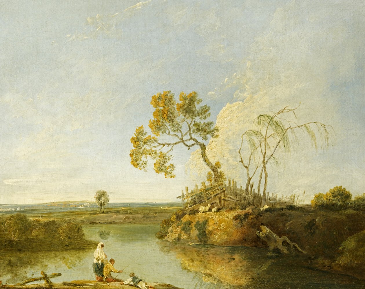 Backwater of the Severn (olje på lerret) av Richard Wilson