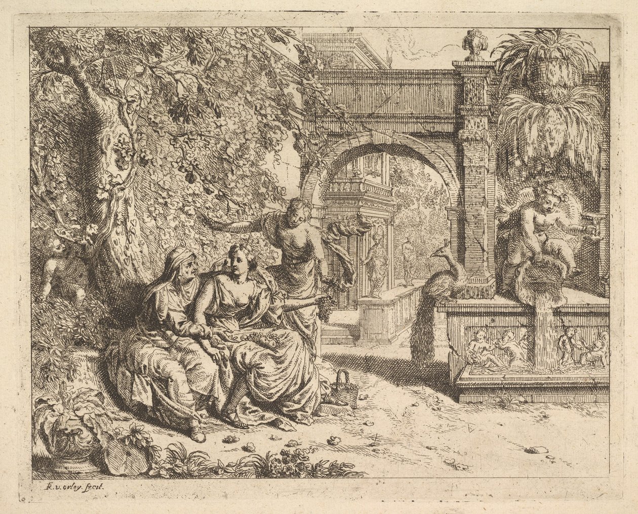 Vertumnus og Pomona. av Richard van Orley