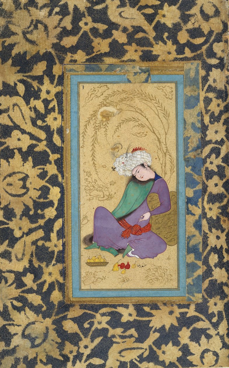 Mann i en pelsfôret frakk, ca. 1600. av Riza