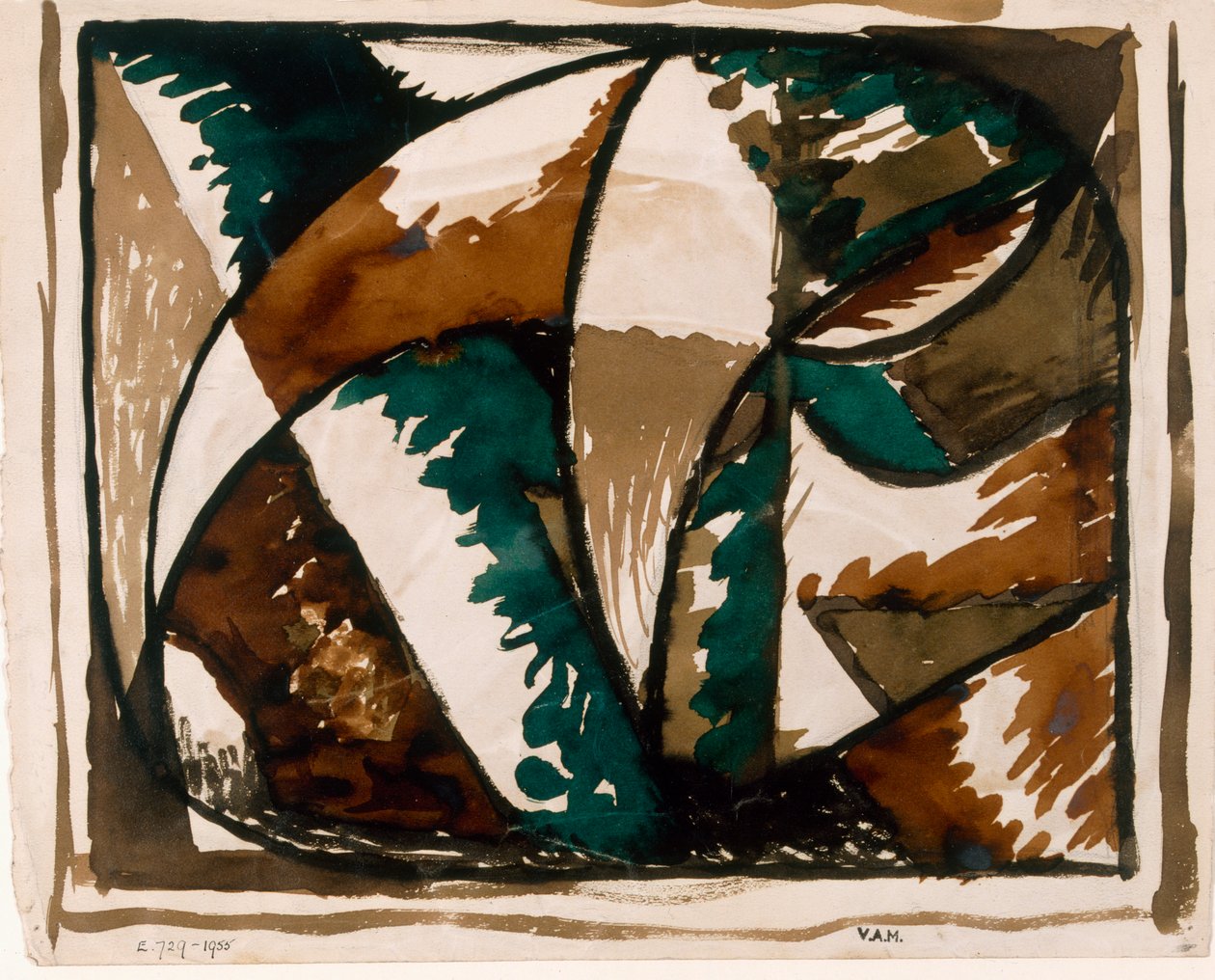 Stalking Bear, design for teppe, ca. 1915-16 (blekk på papir) av Roald Kristian