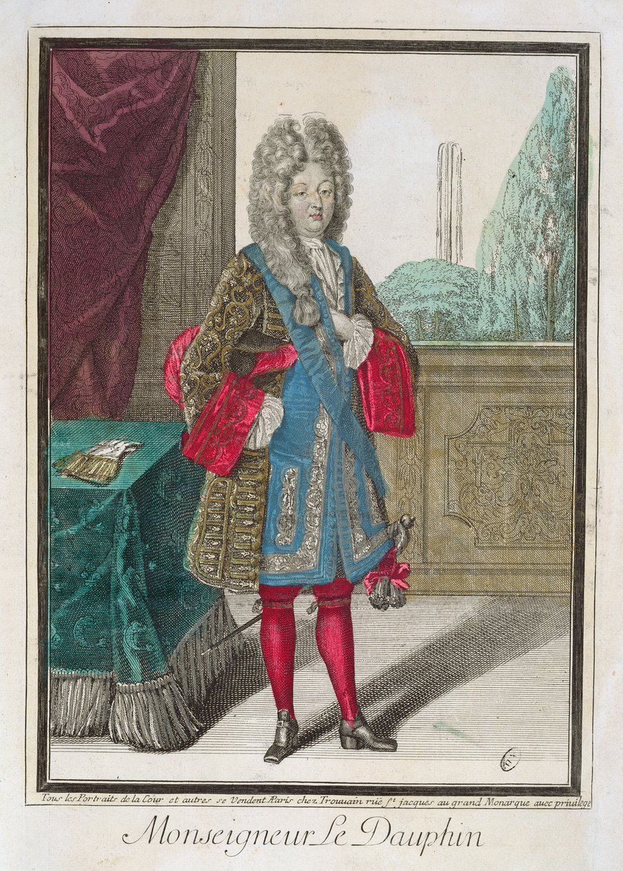 Louis de France (1661-1711) Monseigneur le Dauphin (fargegravering) av Robert Bonnart
