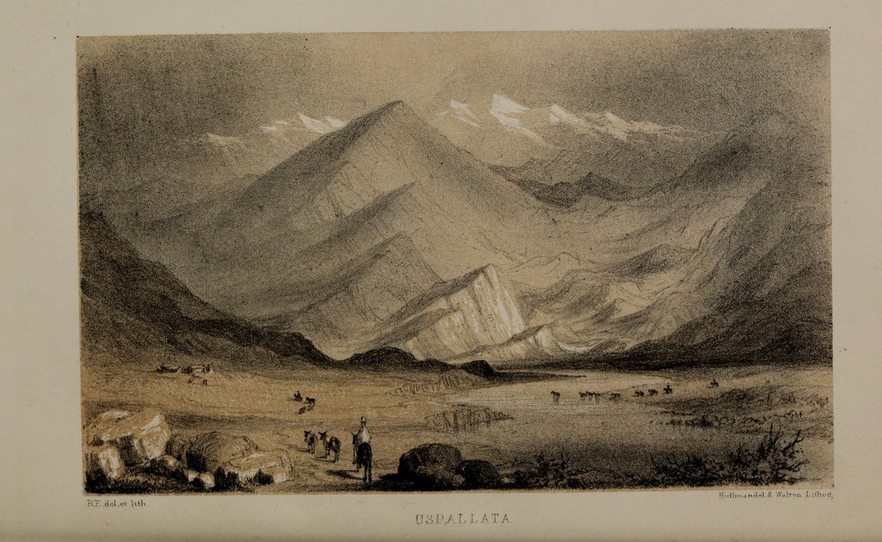 Uspallata, akvarellmaleri av Robert Elwes (1819–1878), en velstående ung britisk herre fra Norfolk av Robert Elwes