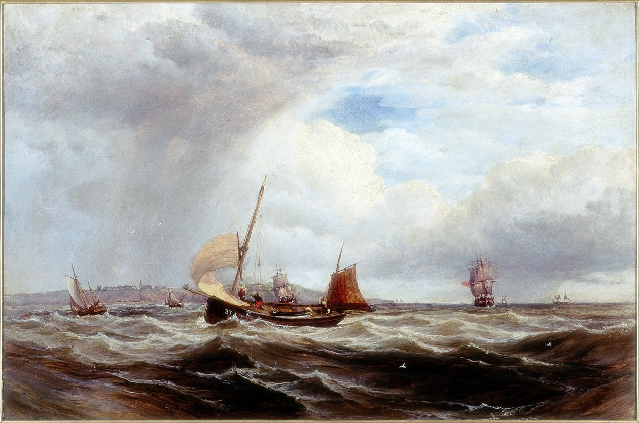Skip og fiskebåter i grov sjø av Robert F. Watson