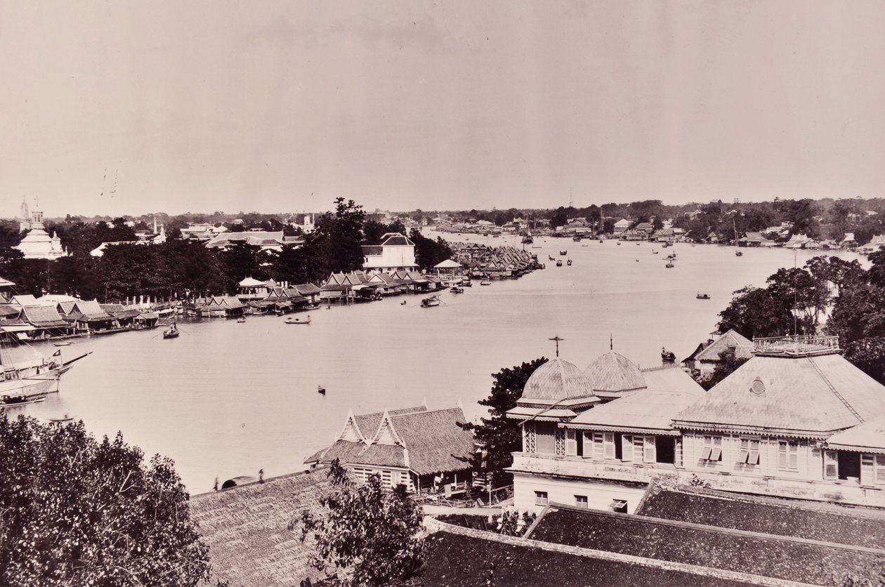 Utsikt over elven Chao Phraya i Bangkok, ca. 1890-tallet av Robert Lenz