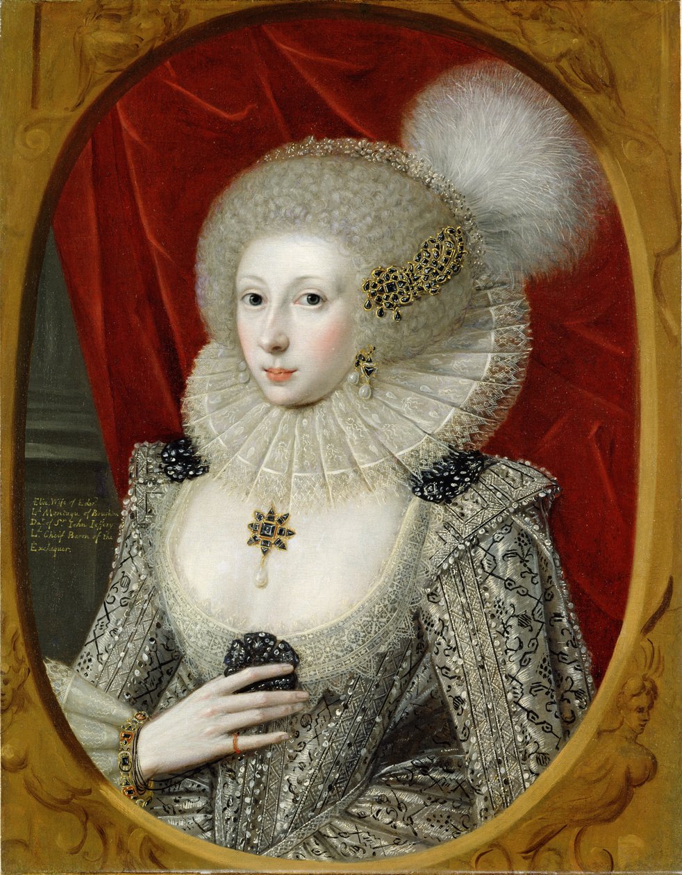 Portrett av en kvinne, muligens Frances Cotton, Lady Montagu, av Boughton Castle, Northamptonshire av Robert Peake