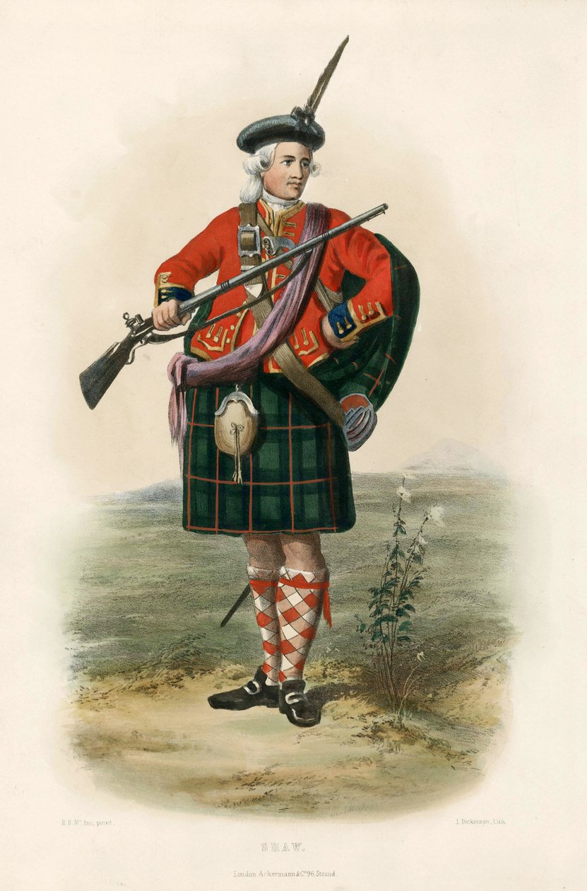 Shaw, fra The Clans of the Scottish Highlands, pub.1845 av Robert Ronald McIan
