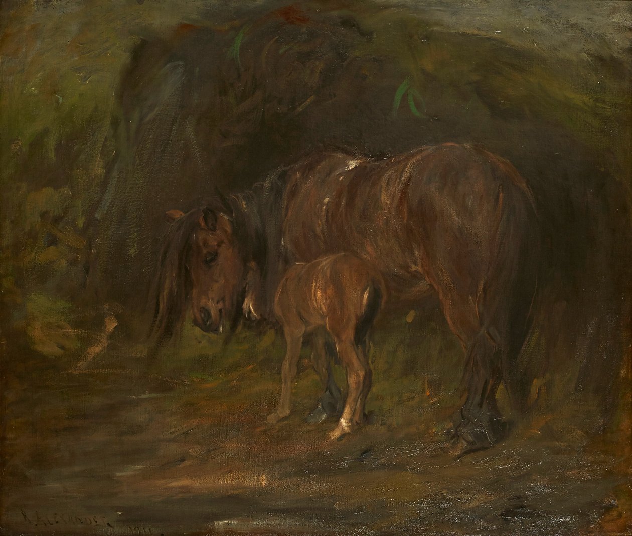 Hoppe og føll (olje på lerret) av Robert Alexander