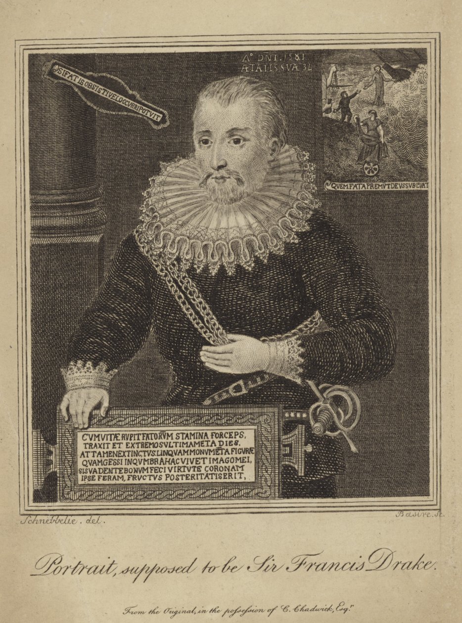 Francis Drake (gravering) av Robert Blemell (after) Schnebbelie