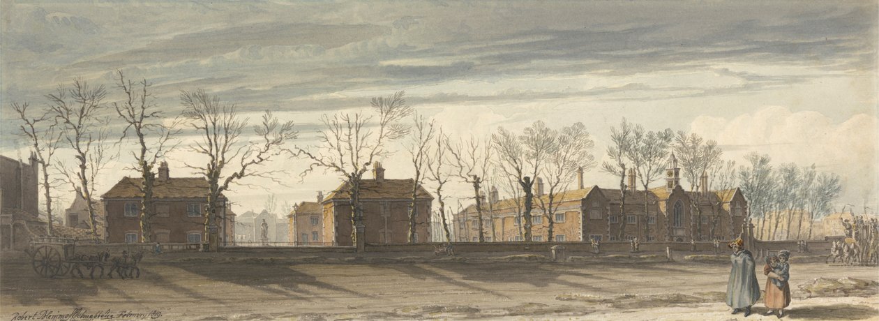 The Fishmonger's Almhouses, Newington Butts, London av Robert Bremmel Schnebbelie