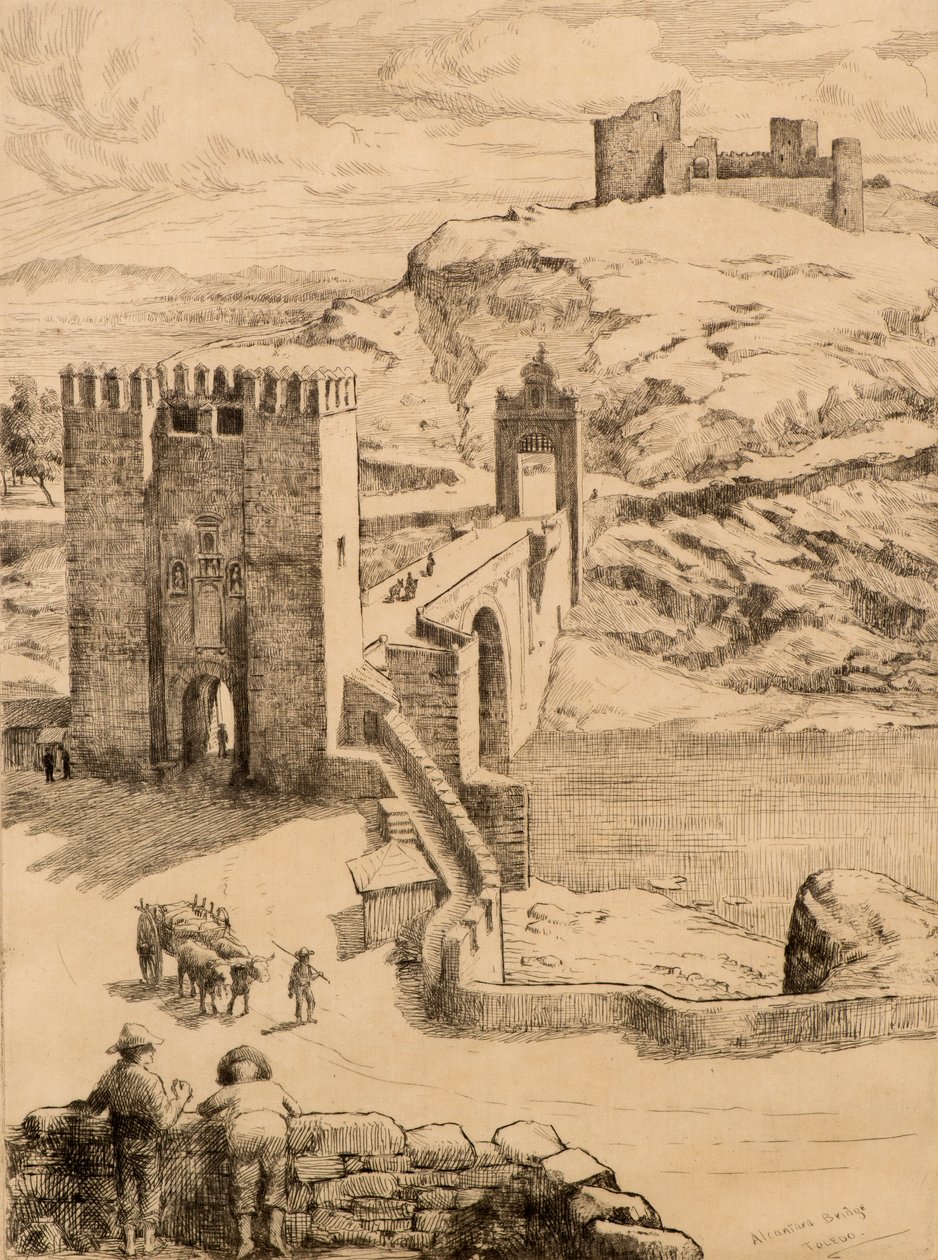 Alcantara Bridge, Toledo (etsing) av Robert Bryden